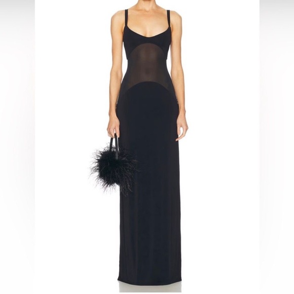 NWT_ Helsa Sheer Knit Curve Maxi Dress in Black size L - Picture 3 of 10